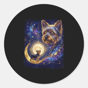 Yorkshire terrier howling to the moon meme 90s classic round sticker