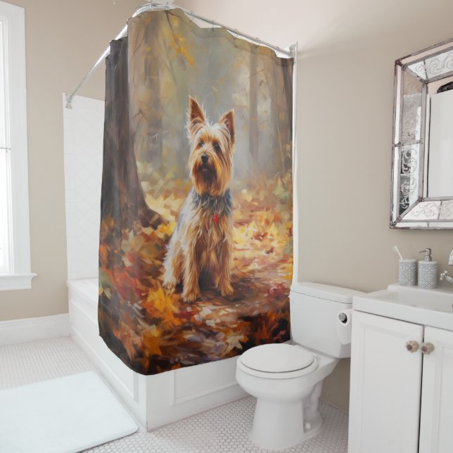 Yorkshire Terrier in Autumn Leaves Fall Inspire  (In Situ)
