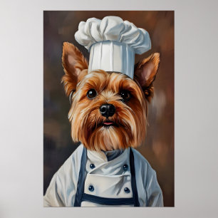 Yorkshire Terrier In Chefs Hat Poster, Pet Poster