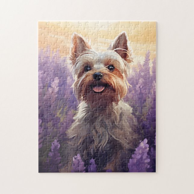 Yorkshire Terrier in Lavender field Jigsaw Puzzle (Vertical)
