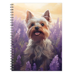Yorkshire Terrier in Lavender field Notebook