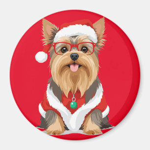 Yorkshire Terrier In Santa Costume Adorable Funny  Magnet