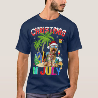 Yorkshire Terrier in Santa Hat Sunglasses Christma T-Shirt