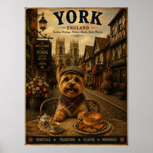 Yorkshire Terrier in York Vintage Travel Art Poster