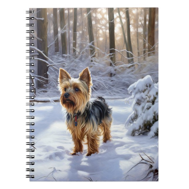 Yorkshire Terrier Let It Snow Christmas Notebook (Front)