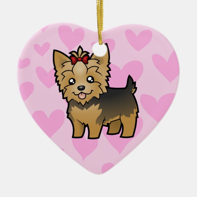 Yorkshire Terrier Love (add your message) Ceramic Ornament (Front)