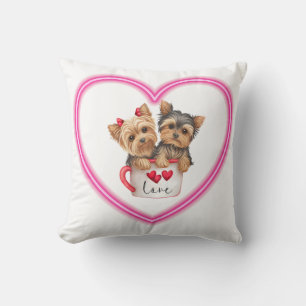 Yorkshire terrier love dog mum throw pillow