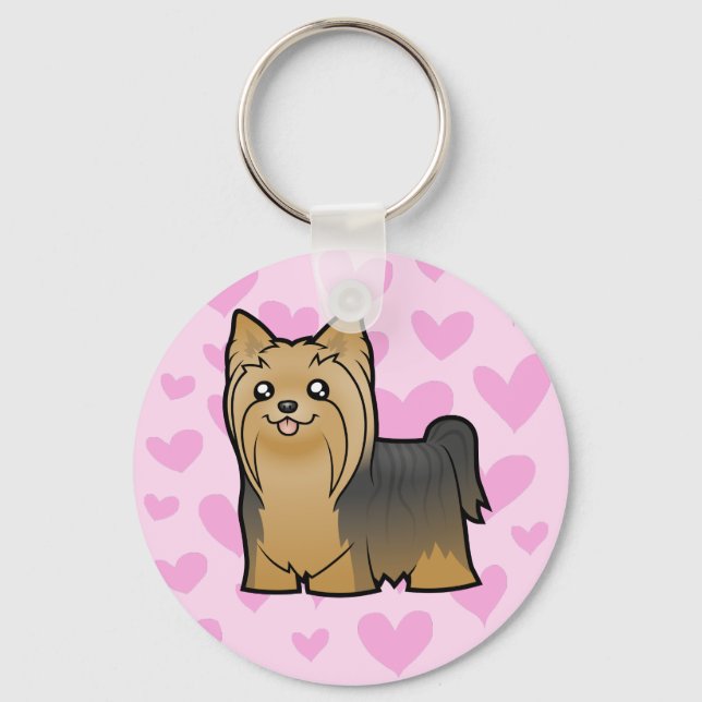 Yorkshire Terrier Love (long hair no bow) Keychain (Front)