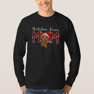 Yorkshire Terrier Mom Santa Plaid Dog Mom Christm T-Shirt