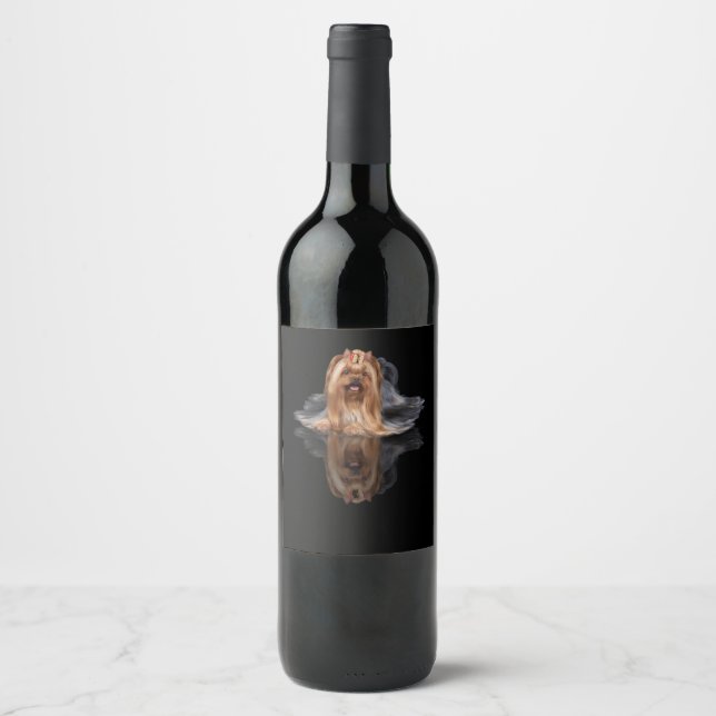 Yorkshire Terrier on black Wine Label (Front)