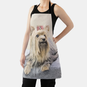 Yorkshire Terrier Painting - Cute Original Dog Art Apron