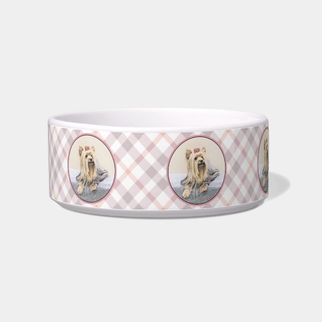 Yorkshire Terrier Painting - Cute Original Dog Art Bowl (Left)