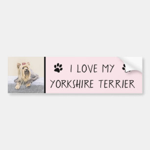 Yorkshire Terrier Painting - Cute Original Dog Art Bumper Sticker