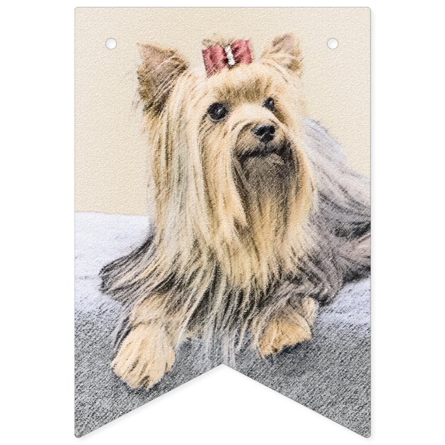 Yorkshire Terrier Painting - Cute Original Dog Art Bunting Flags (First Flag)