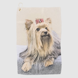 Yorkshire Terrier Painting - Cute Original Dog Art Golf Towel
