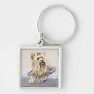 Yorkshire Terrier Painting - Cute Original Dog Art Keychain