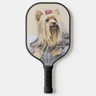 Yorkshire Terrier Painting - Cute Original Dog Art Pickleball Paddle