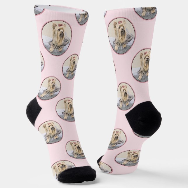Yorkshire Terrier Painting Cute Original Dog Art Socks (Angled)