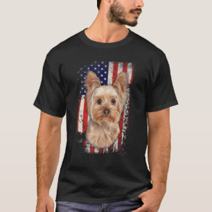 Yorkshire Terrier Patriotic American Flag Dog 4th  T-Shirt