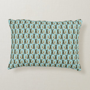Yorkshire Terrier Pattern in Teal Accent Pillow