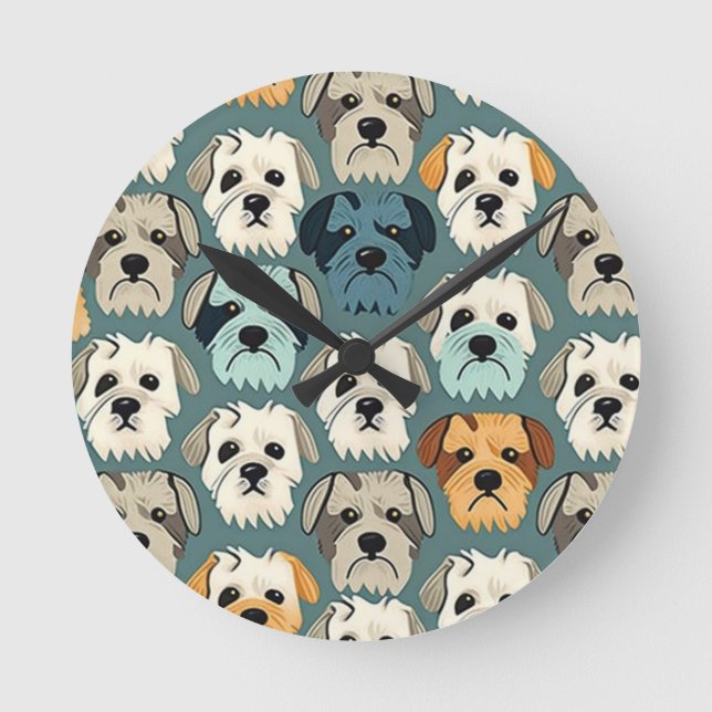 Yorkshire Terrier Pattern Round Clock (Front)