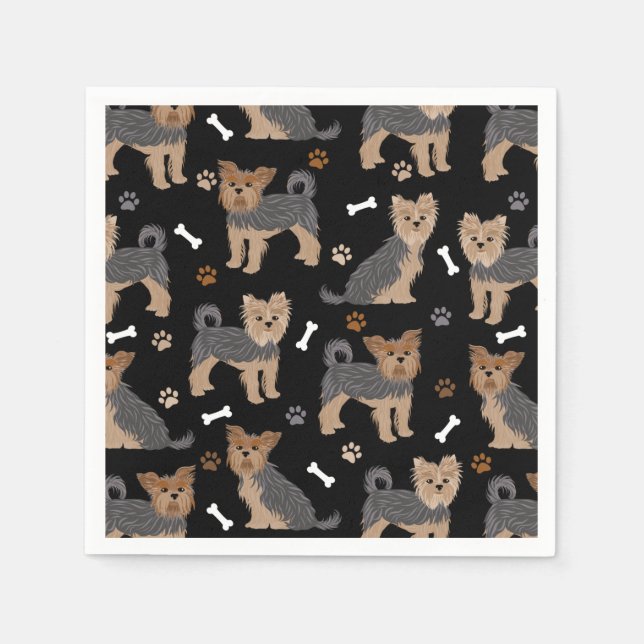Yorkshire Terrier Paws and Bones Yorkie Dog Napkin (Front)