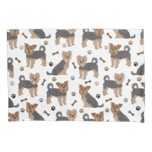 Yorkshire Terrier Paws and Bones Yorkie Dog Pillowcase