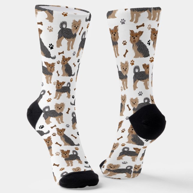 Yorkshire Terrier Paws and Bones Yorkie Dog Socks (Angled)
