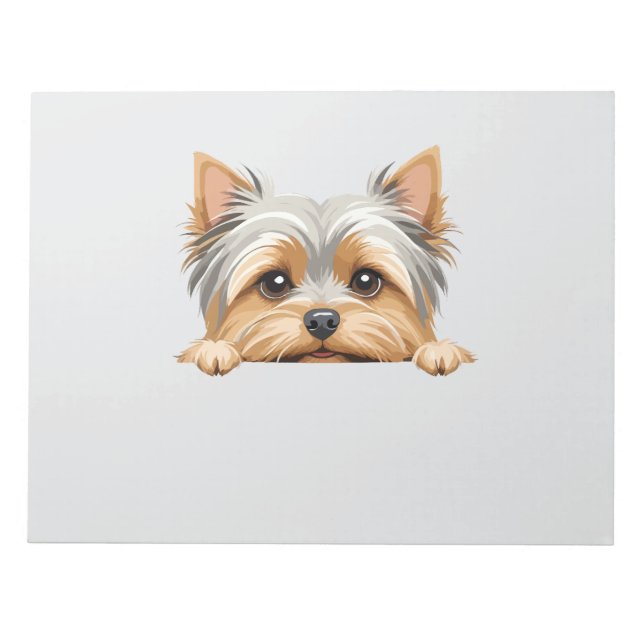 Yorkshire Terrier Peeking Cute Adorable Funny Joy Notepad (Front)