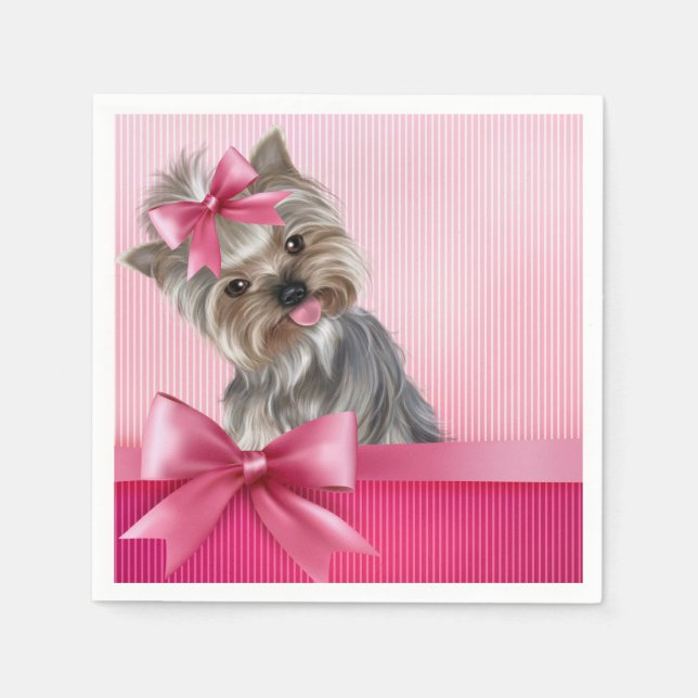 Yorkshire Terrier Pink Princess Yorkie Puppy Dog Napkin (Front)