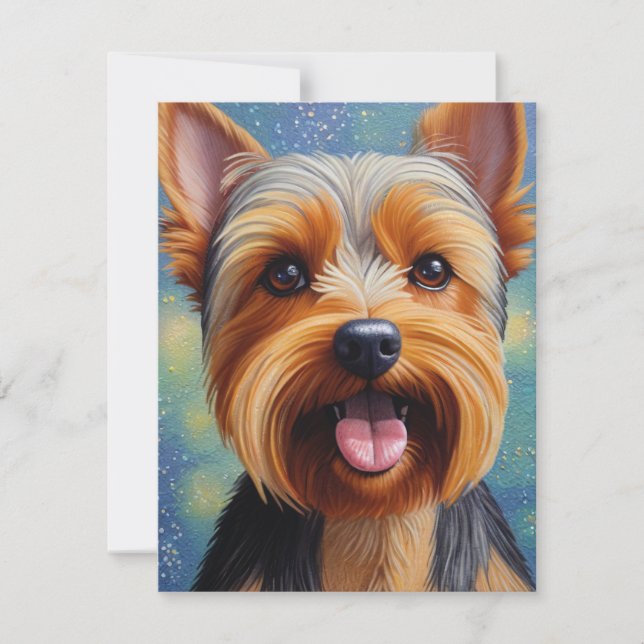 Yorkshire Terrier Pointillism Dog Portrait  (Front)