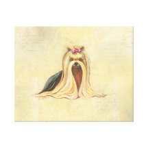 Yorkshire Terrier Portrait in Beige Stretched Canvas Prints