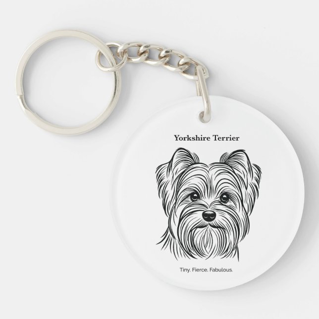 Yorkshire Terrier Portrait Keychain (Front)