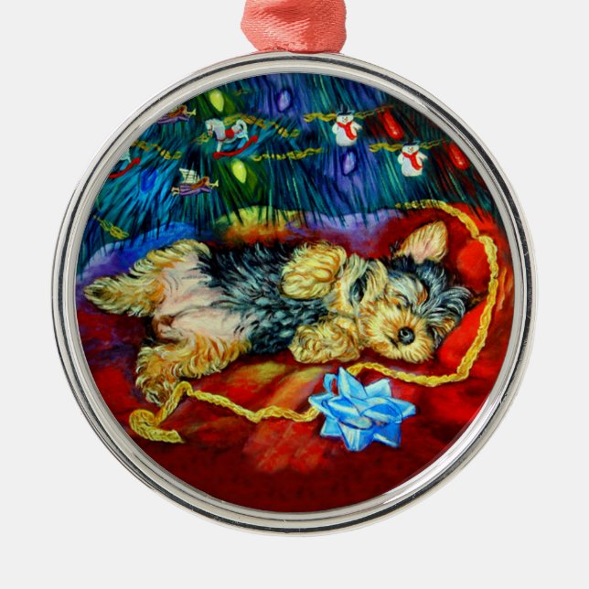 Yorkshire Terrier Premium Round Ornament (Front)