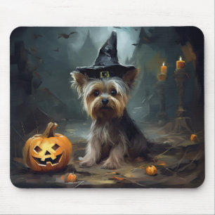 Yorkshire Terrier Pumpkins Halloween Scary  Mouse Pad