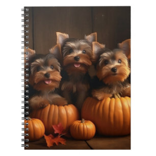 Yorkshire Terrier Puppy Autumn Delight Pumpkin Notebook