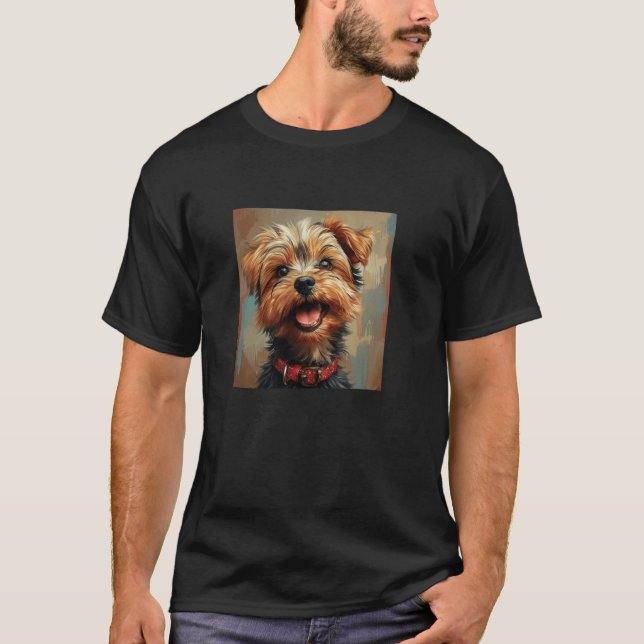 Yorkshire Terrier Puppy Laughing Graphic T-Shirt (Front)