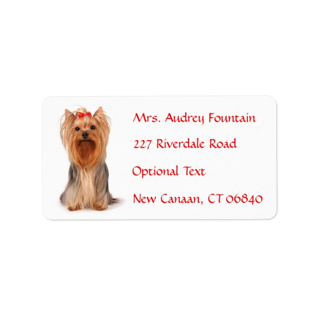 Yorkshire Terrier Puppy Nom Adresse Étiquette (Devant)