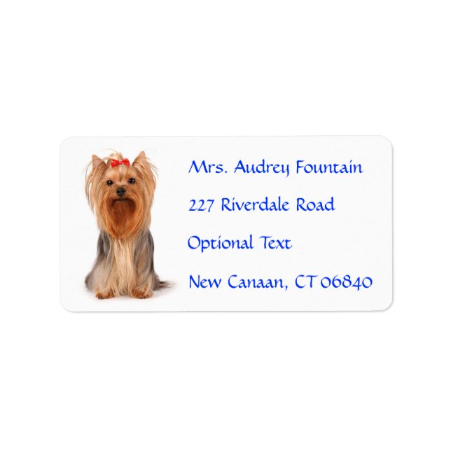Yorkshire Terrier Puppy Nom Adresse Étiquette (Devant)