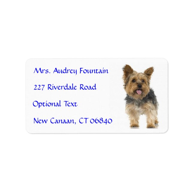 Yorkshire Terrier Puppy Nom Adresse Étiquette (Devant)
