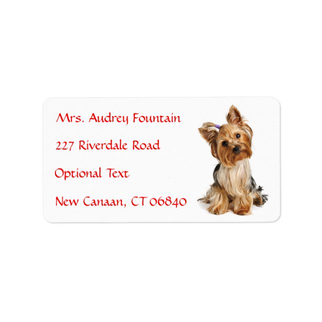 Yorkshire Terrier Puppy Nom Adresse Étiquette (Devant)