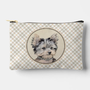 Yorkshire Terrier Puppy Painting Original Dog Art Accessory Pouch