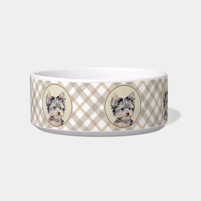 Yorkshire Terrier Puppy Painting Original Dog Art Bowl (Left)