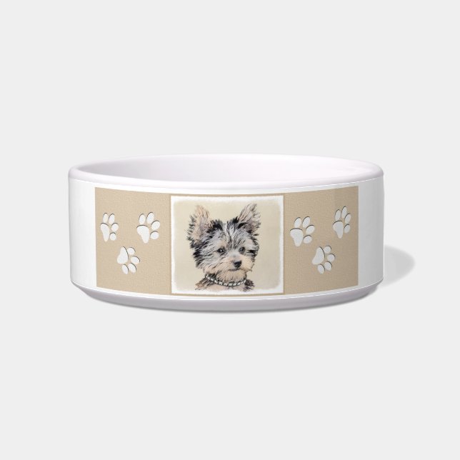 Yorkshire Terrier Puppy Painting Original Dog Art Bowl (Right)