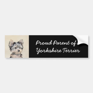 Yorkshire Terrier Puppy Painting Original Dog Art Bumper Sticker