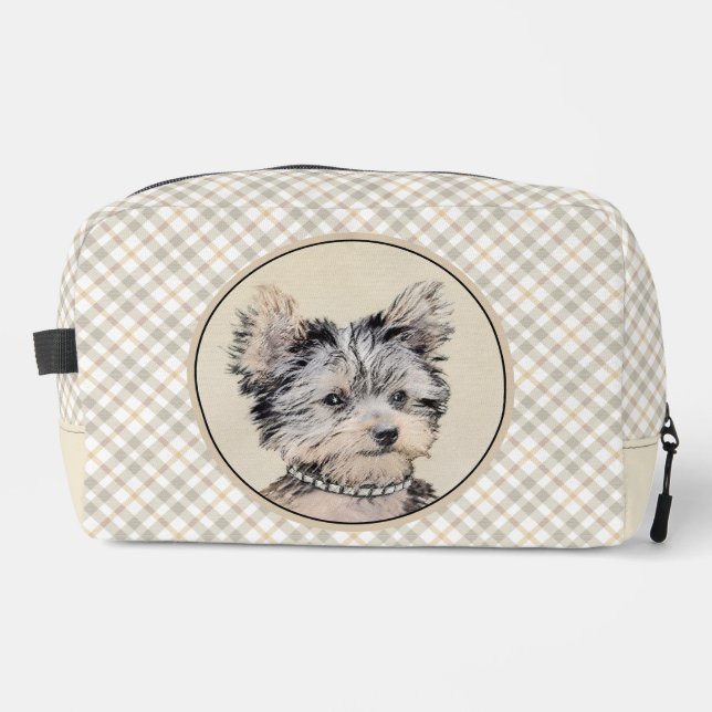 Yorkshire Terrier Puppy Painting Original Dog Art Dopp Kit (Front)