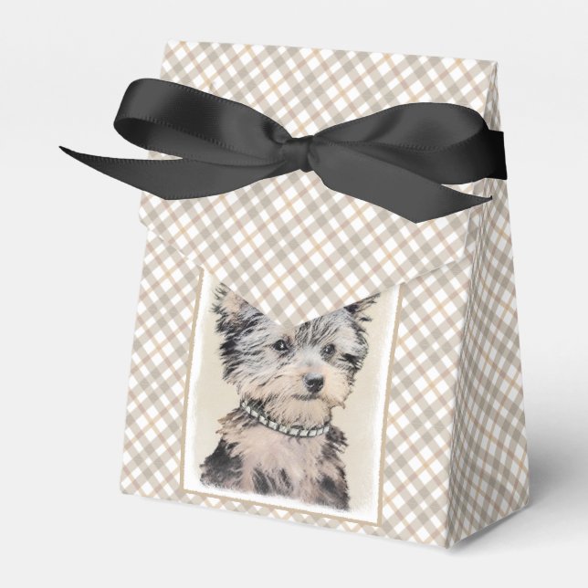 Yorkshire Terrier Puppy Painting Original Dog Art Favor Box (Front Side)