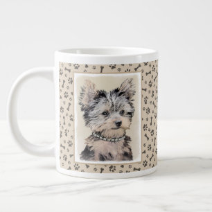 Yorkshire Terrier Puppy Painting Original Dog Art Large Coffee Mug