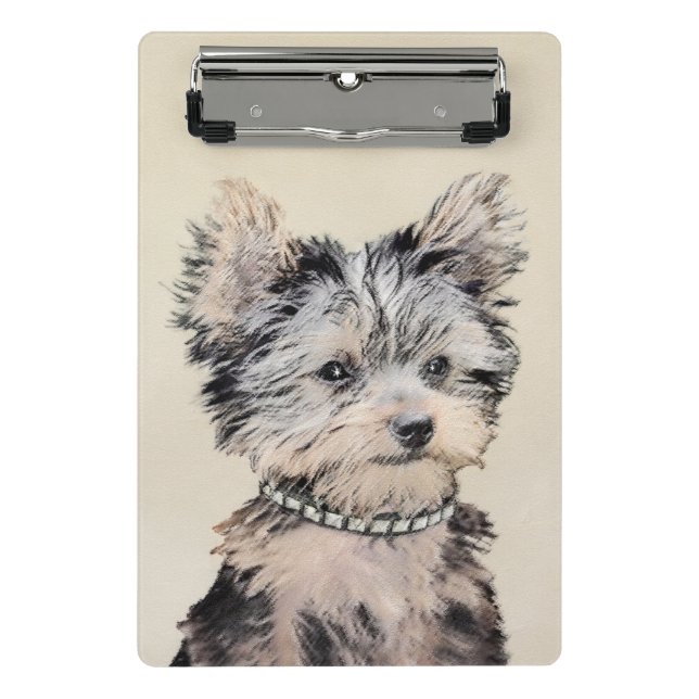 Yorkshire Terrier Puppy Painting Original Dog Art Mini Clipboard (Front)