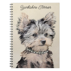 Yorkshire Terrier Puppy Painting Original Dog Art Notebook
